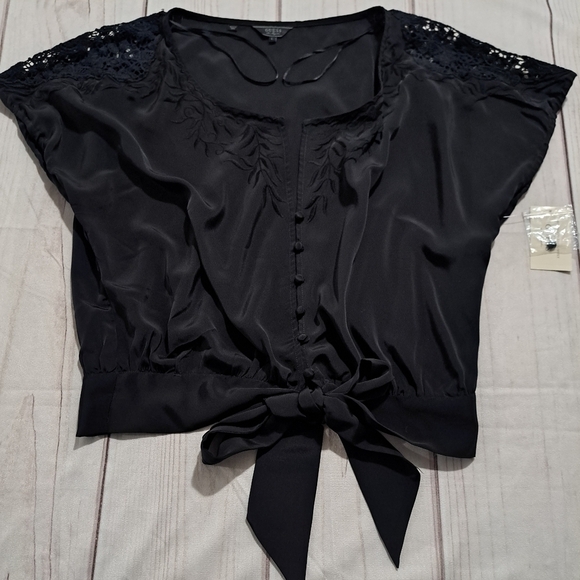 Vintage Guess Blouse Button Up Tie Waist Size Large NWT - Picture 1 of 15